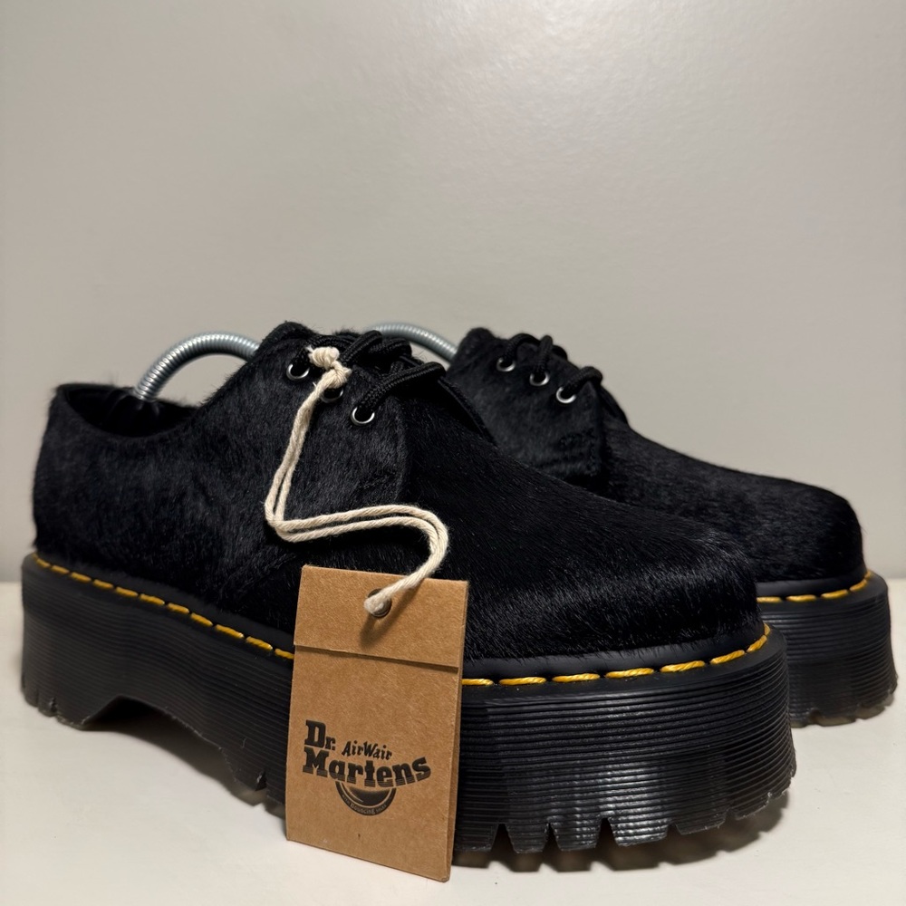 Dr Martens 1461 Quad Calf Hair Womens Size 7 Derby Oxford Shoes Black Grunge
